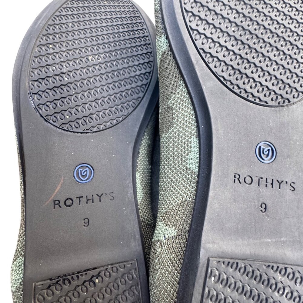 Rothy's Loafer Shoes Women's Size 9 Green Camo Knit Slip On Flats Round Toe Eco - Picture 3 of 9